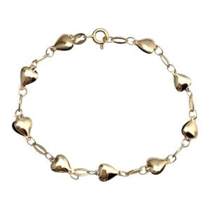 14K Yellow Gold Heart Link Bracelet #21058